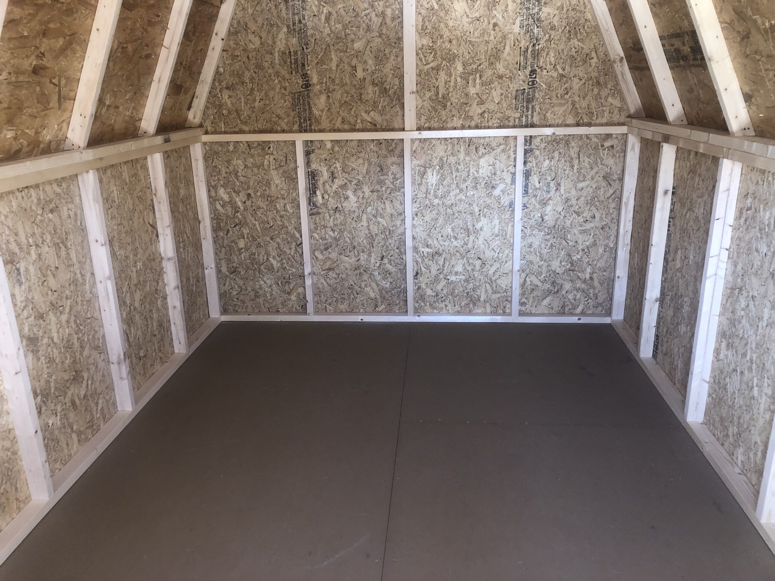 inside of 8x12 mini barn storage shed