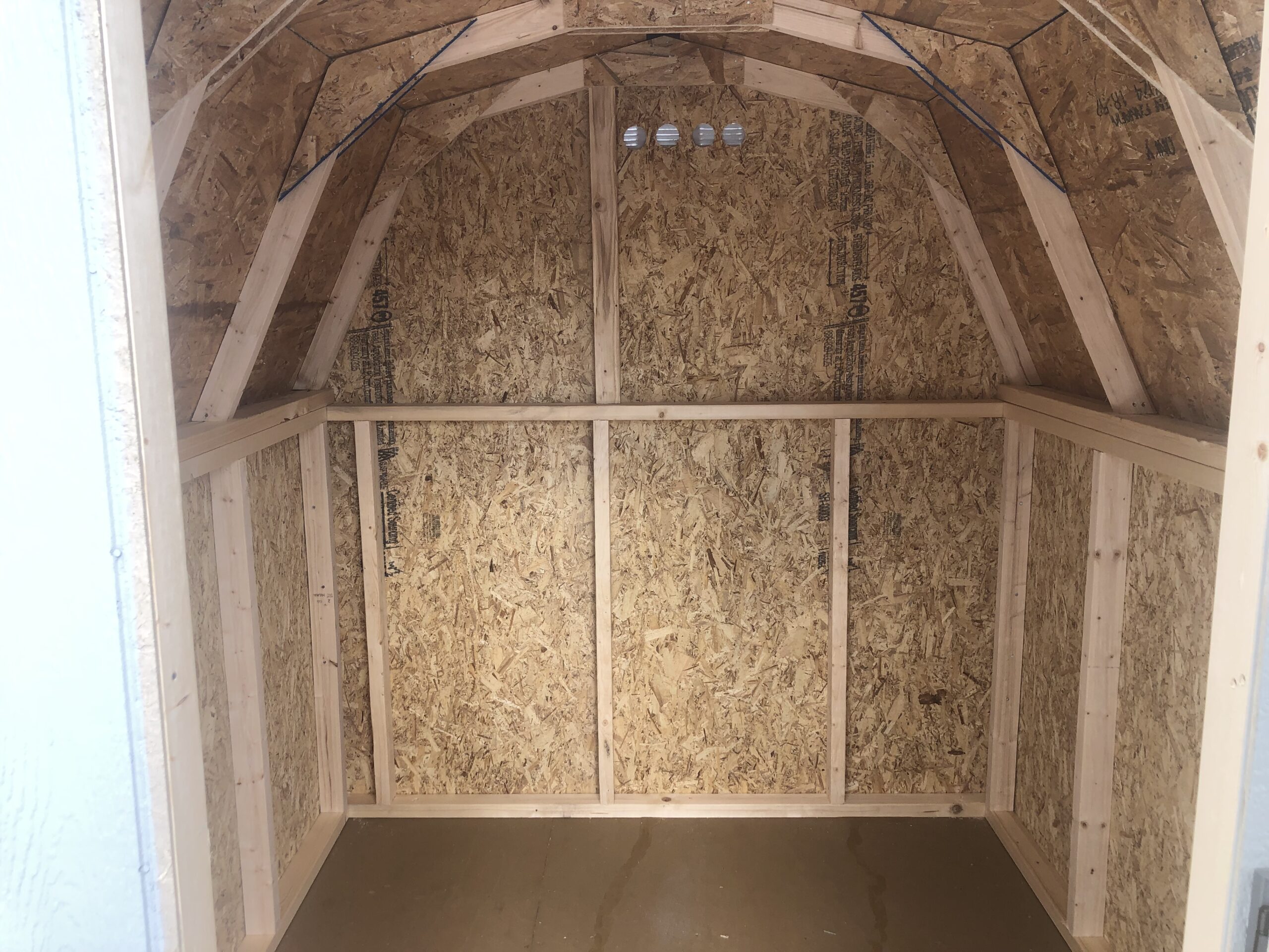 Inside of 6x6 mini barn storage shed