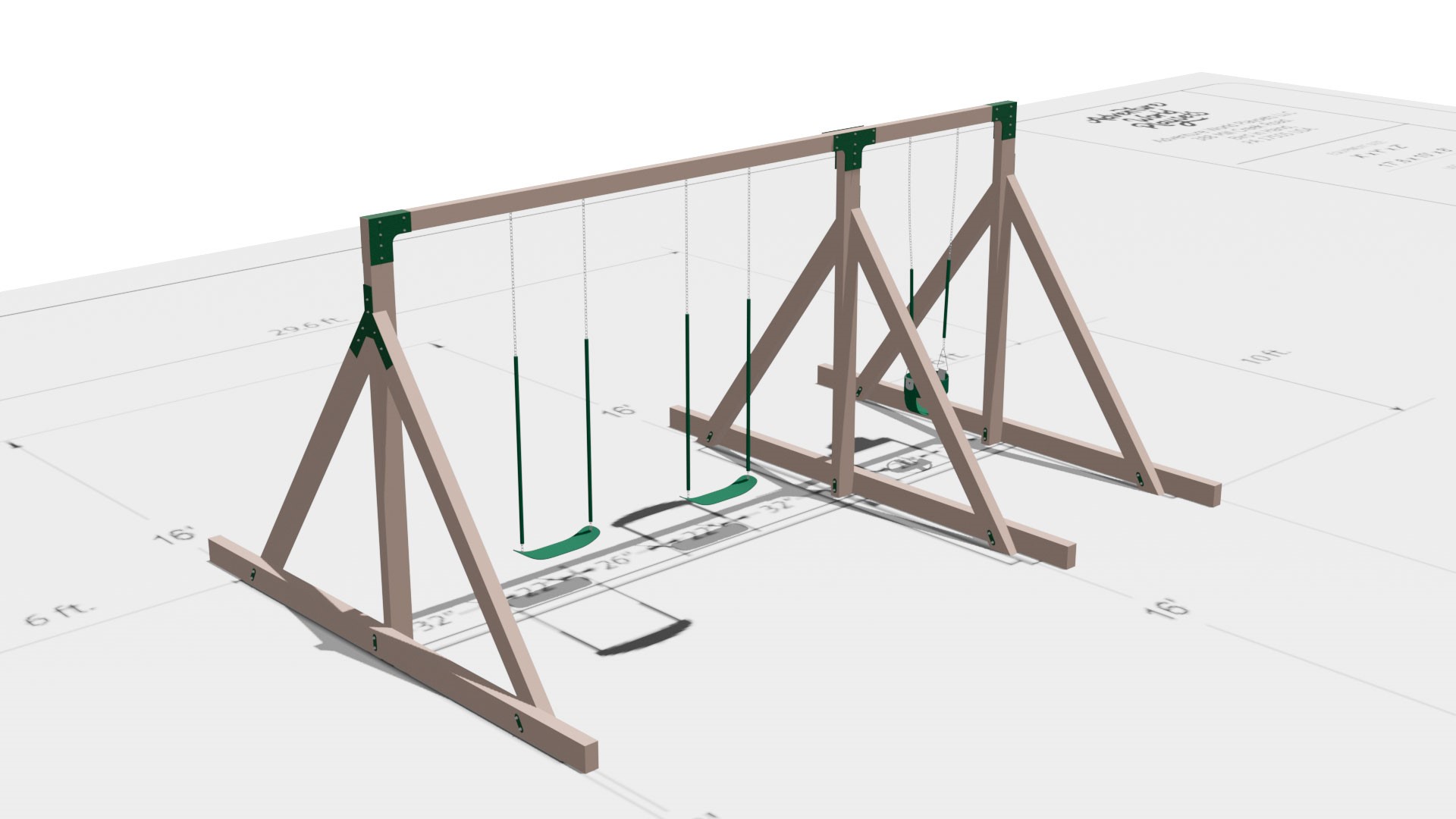 Free standing commercial swing set