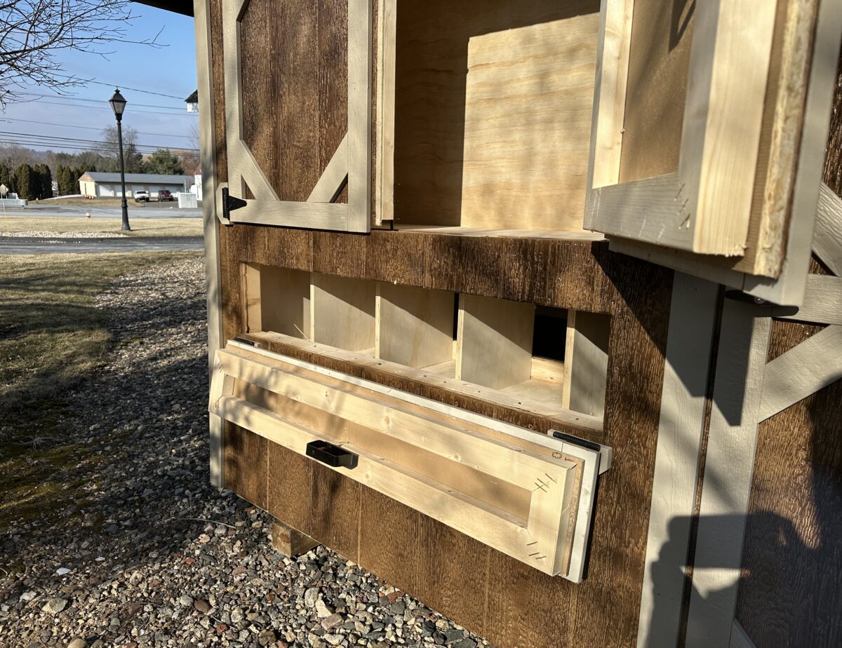3-foot man door to chicken run featuring an integrated small chicken access door.