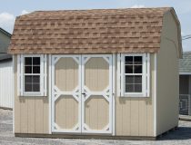 10x12 Dutch Barn Shed With Beige LP Smart Side Siding and Rustic Cedar Shingles