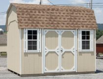 10x12 Dutch Barn Shed With Beige LP Smart Side Siding and Rustic Cedar Shingles