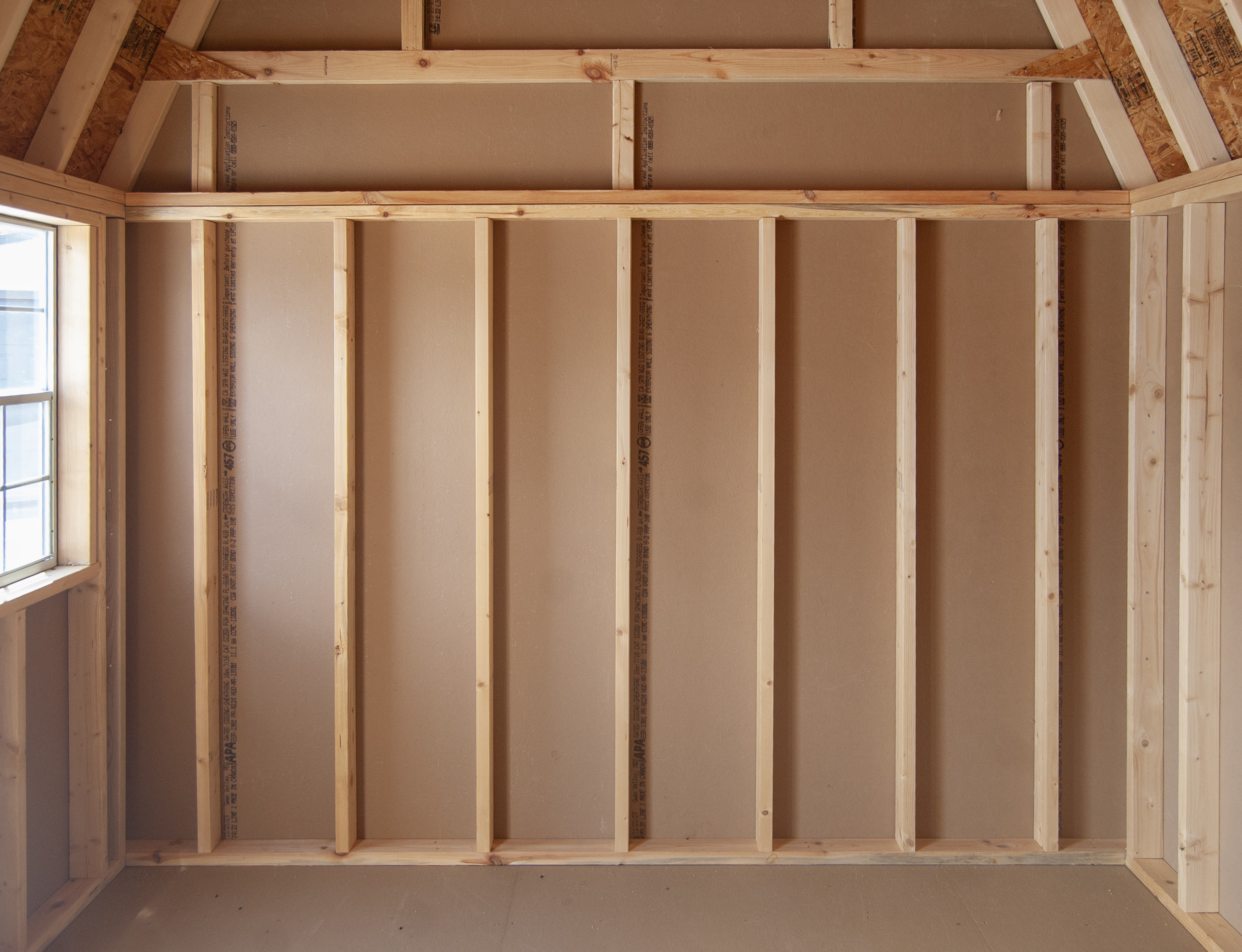 10x12 Dutch Barn Style Storage Shed Interior