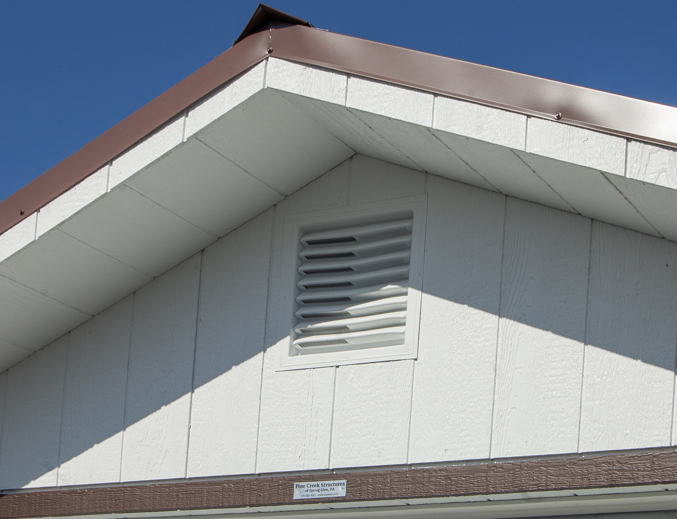 Gable End Vent On 12x24 Peak Garage with White LP Smart Side from Pine Creek Structures