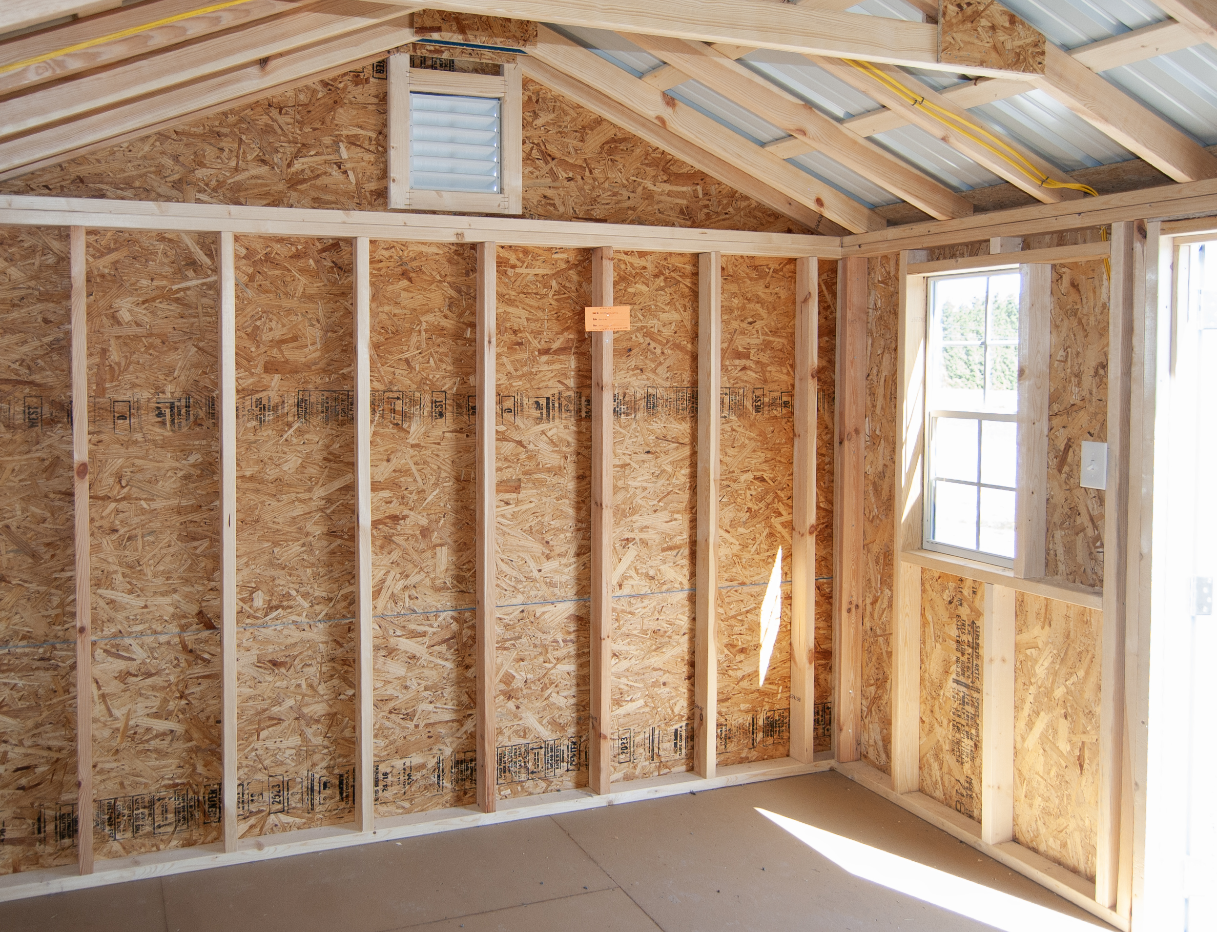 10x14 Peak Style Storage Shed Interior