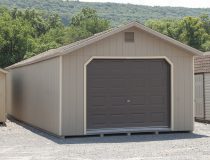 14x40 XL Peak Style Single-Car Garage with Clay LP Smart Side and Brown Garage Door