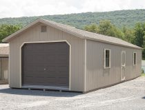 14x40 XL Peak Style One-Car Garage with Clay LP Smart Side and Brown Overhead Door