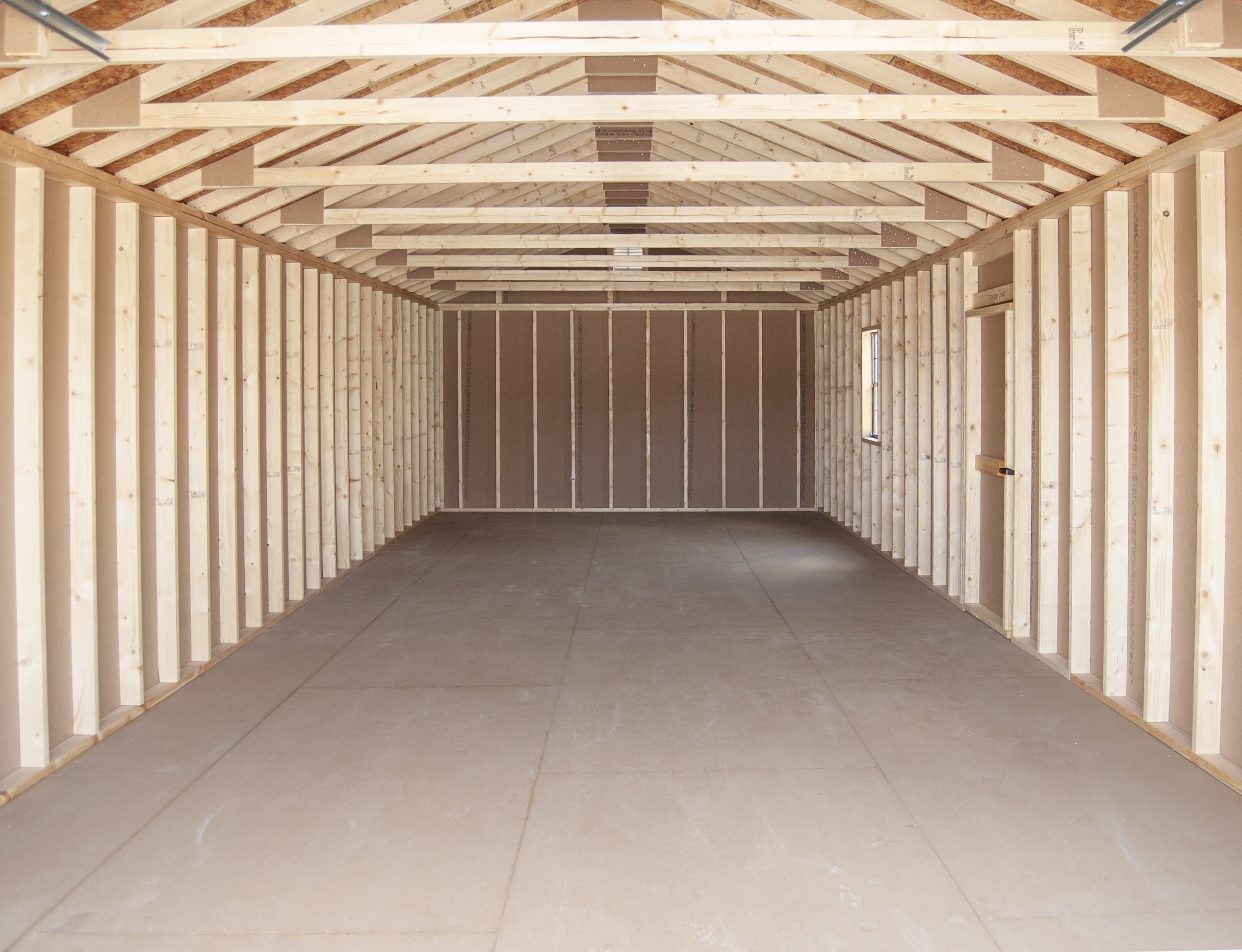 14x40 XL Peak Style One-Car Garage Interior