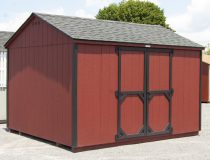10x12 Madison Peak Shed with Red LP Smart Side Siding and Black Trim