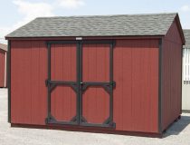 10x12 Madison Peak Shed with Red LP Smart Side Siding and Black Trim