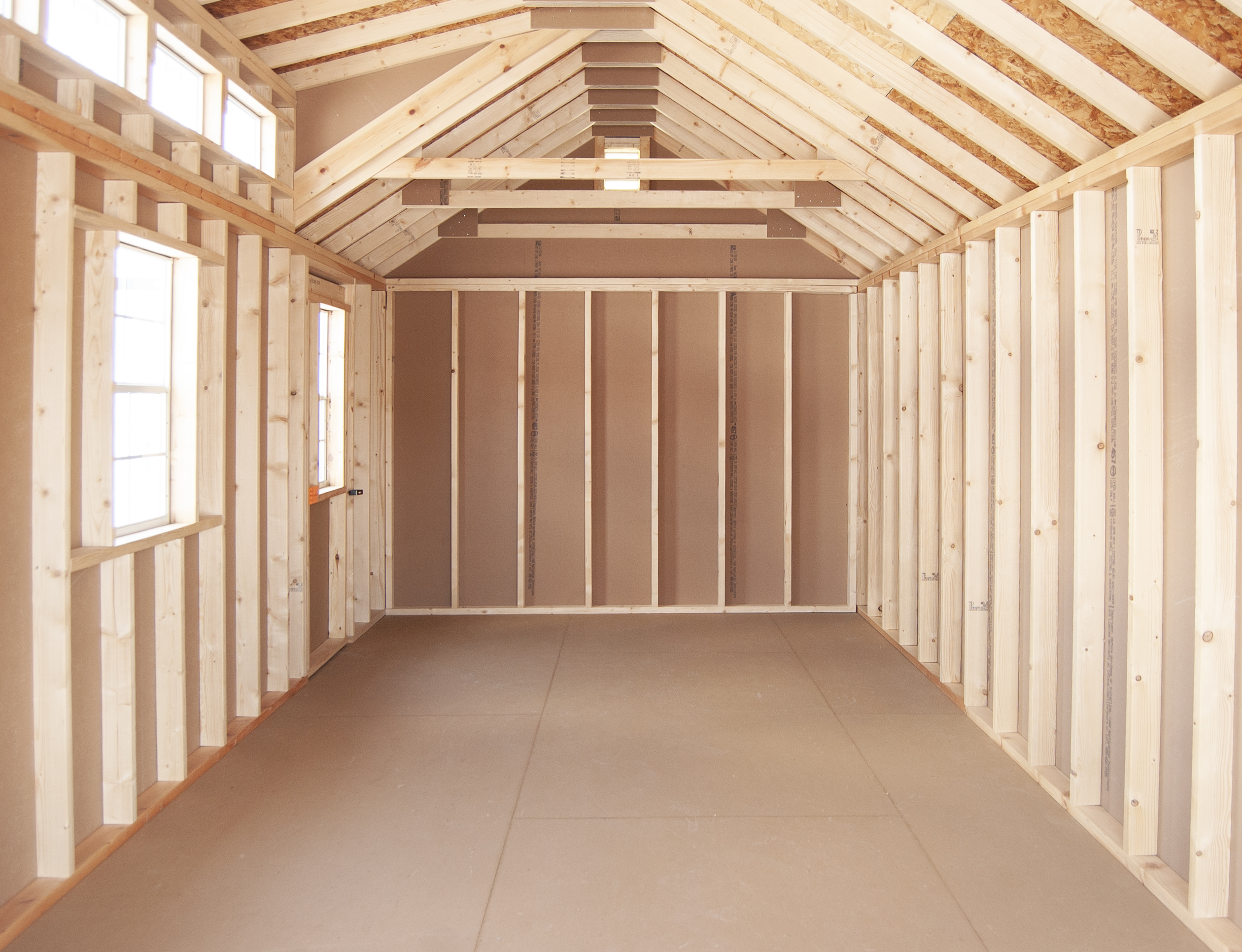 10x24 Cape Cod Style Storage Shed Interior