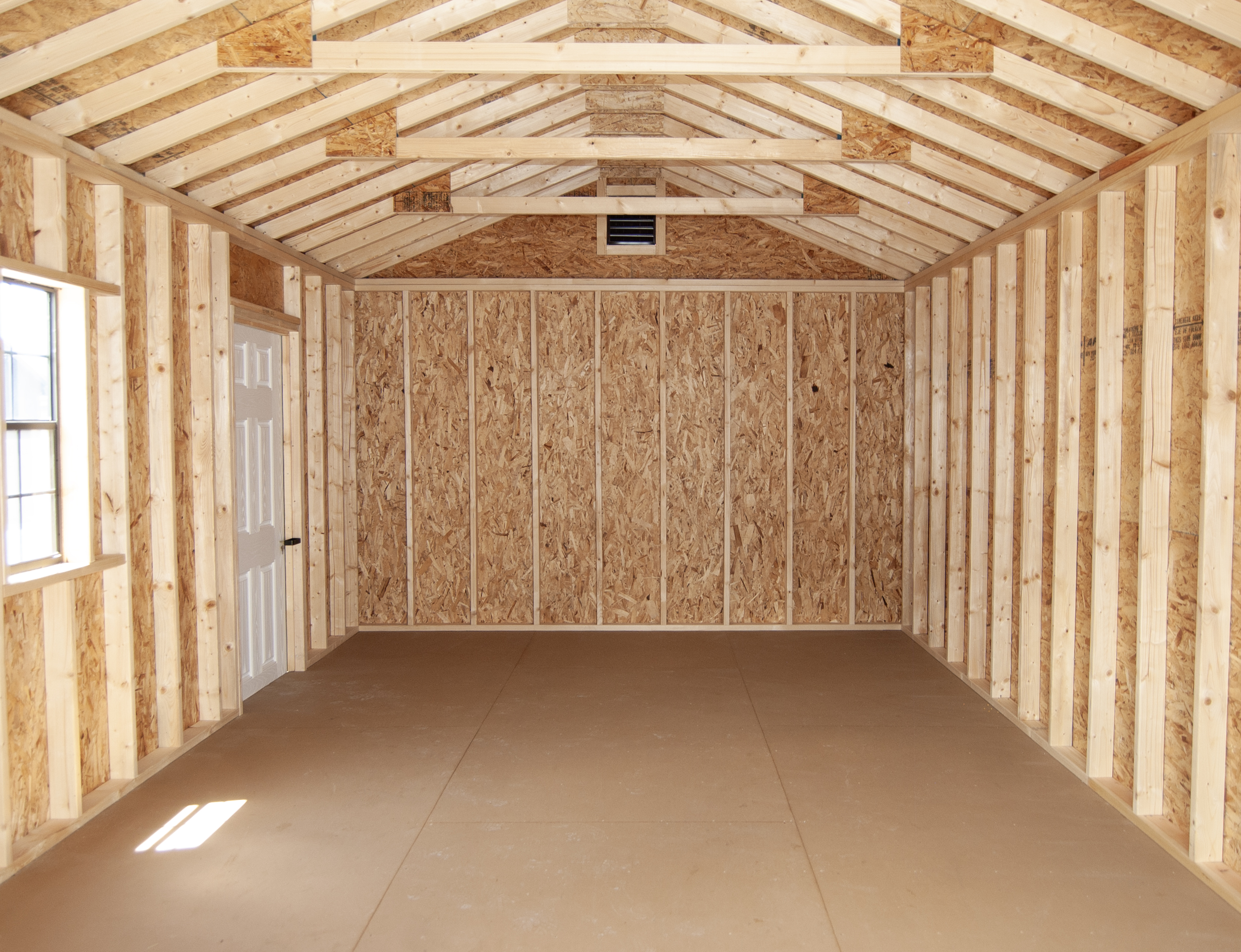 12x24 Peak Style Storage Shed Interior