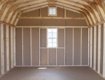 12x16 Dutch Barn Style Storage Shed interior (with window)