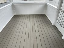 composite decking and privacy wall inside of pavilion