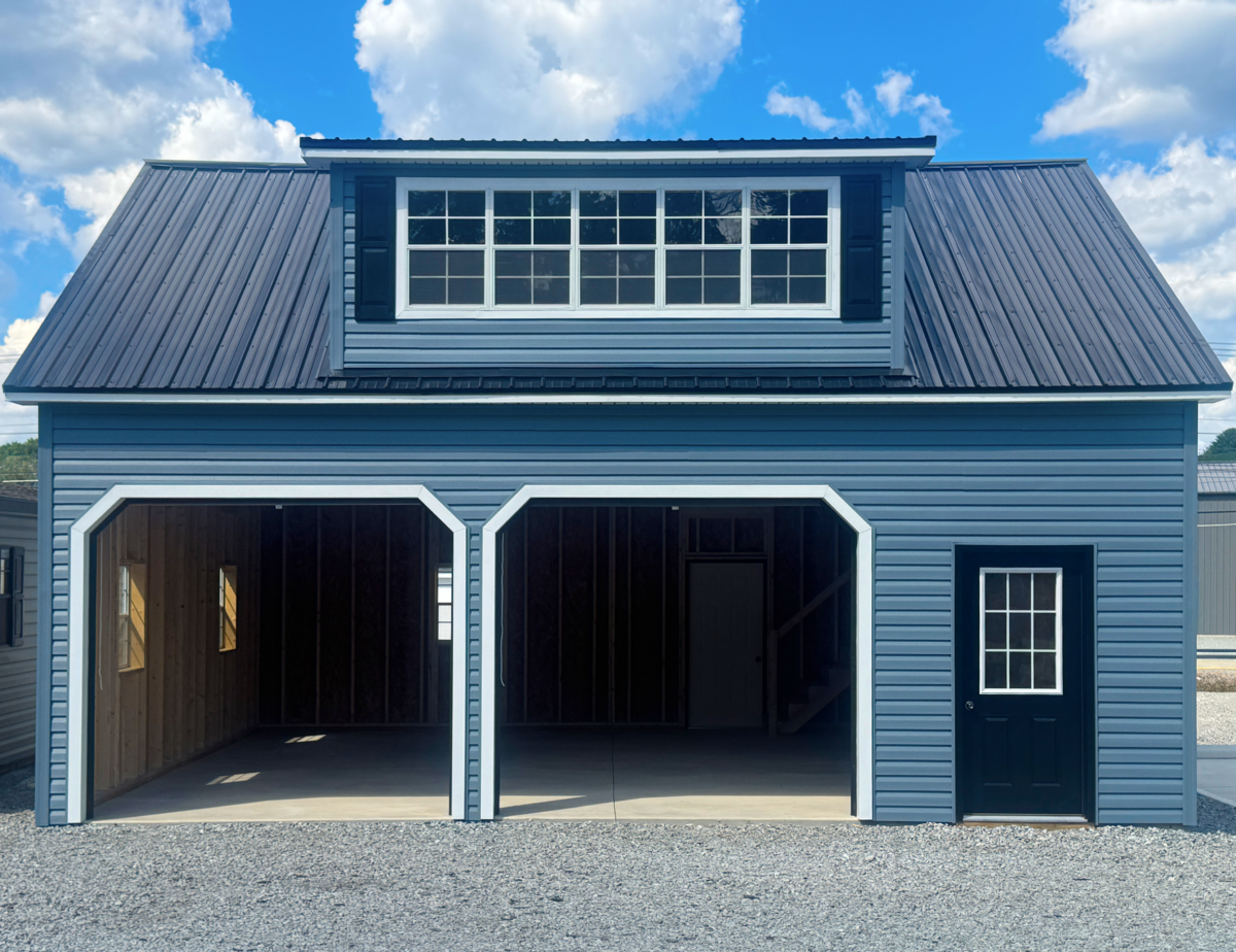 24 x 28 Two-Car Two-Story Cape Cod Garage Built On Concrete - Pine