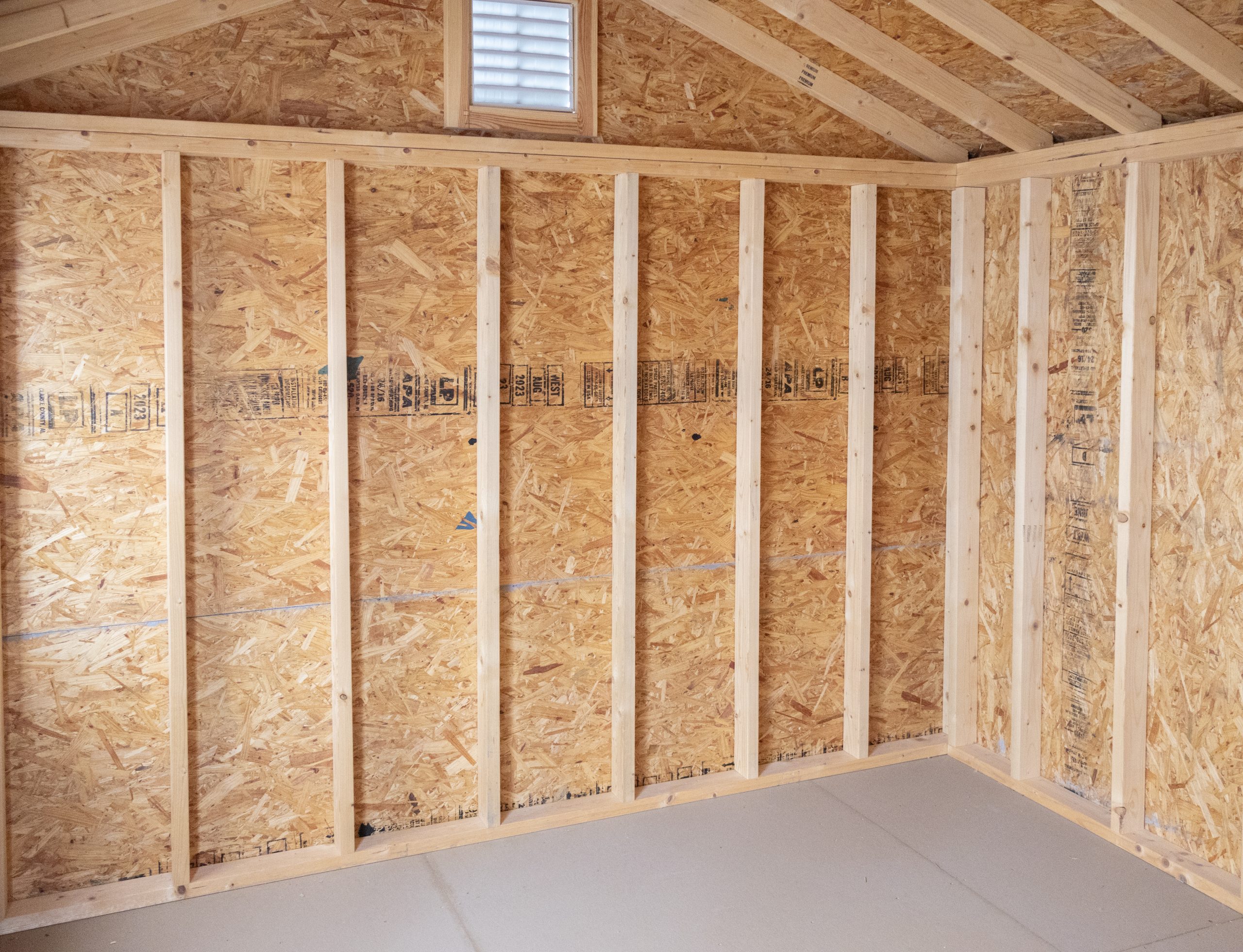 10x12 Peak Style Storage Shed Interior View