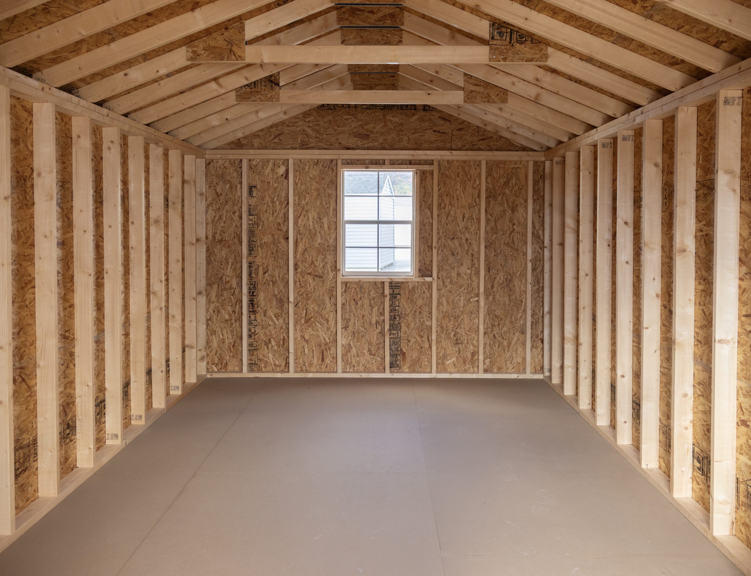 10x20 Peak Style Storage Shed with Vinyl Siding Inside