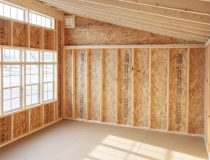 12x16 Studio Style Storage Shed with many windows (Interior View)
