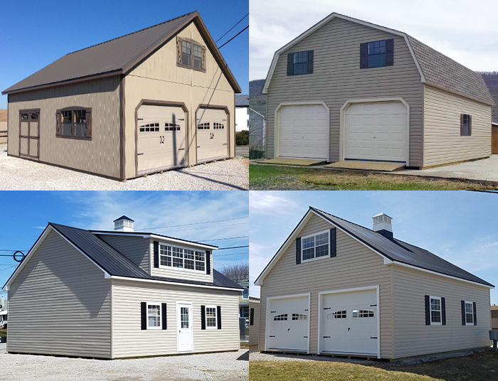 2-Car Modular Garages Collage 4 (with a second story)