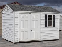 8x12 Vinyl Peak Style Storage Shed with Moveable Ramp System