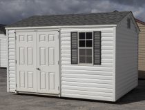 8x12 Vinyl Peak Style Storage Shed with Moveable Ramp System
