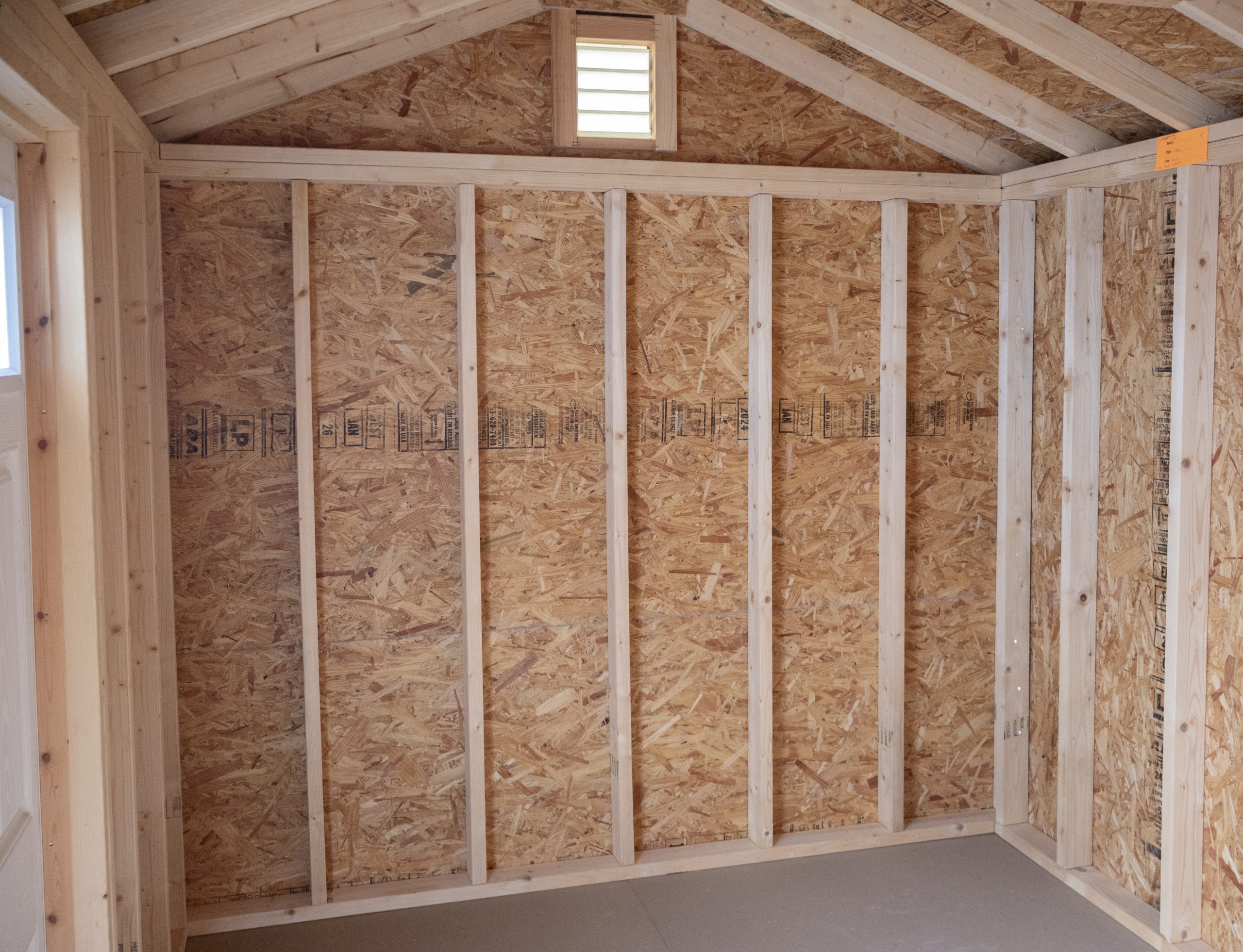 8x12 Custom Peak Style Storage Shed Inside