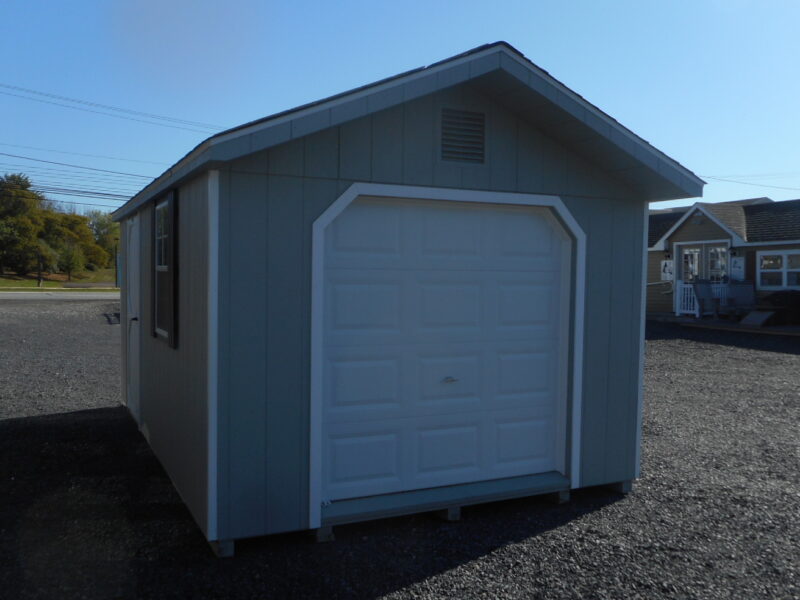 10x16 Front Entry Peak Shed with Garage Door