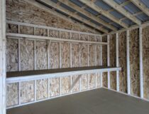 24x28 2-Car Modular Garage Interior with Workbench and Shelf