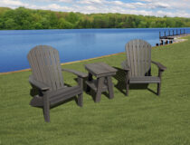 Coastal Grey Adirondack Chairs and Two Tier Table