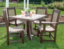 Driftwood Black Poly Square Dining Table and Classic Dining Chairs