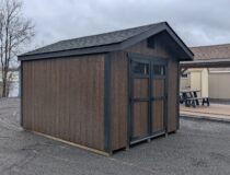 10x12 Peak Shed Coffee Lp SmartSide Black Trim Rustic Black Shingles