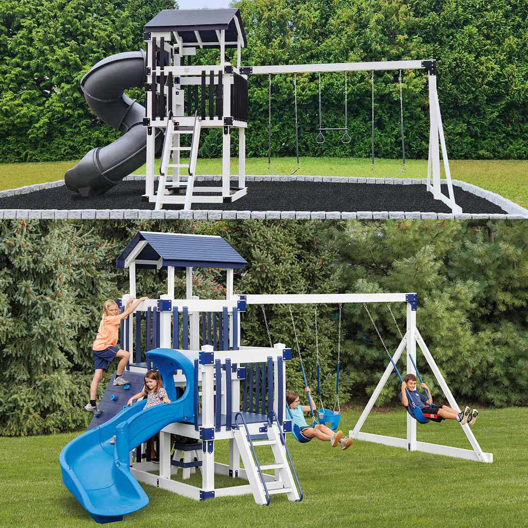 Two Backyard Vinyl Play Sets for Kids To Play Outside