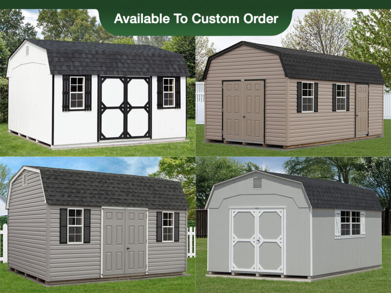 Dutch Gambrel Barn Style Storage Sheds Photo Collage