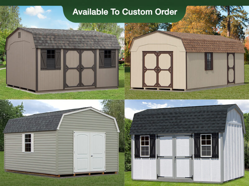 Dutch Gambrel Barn Style Storage Sheds Photo Collage