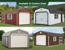 Dutch Gambrel Barn Style Single-Car Portable Garage Photo Collage