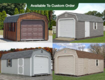Dutch Gambrel Barn Style Single-Car Portable Garage Photo Collage
