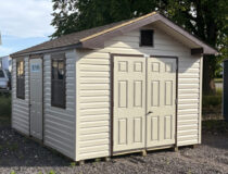 10x14 Front Entry Peak Shed with Vinyl Siding and extra door