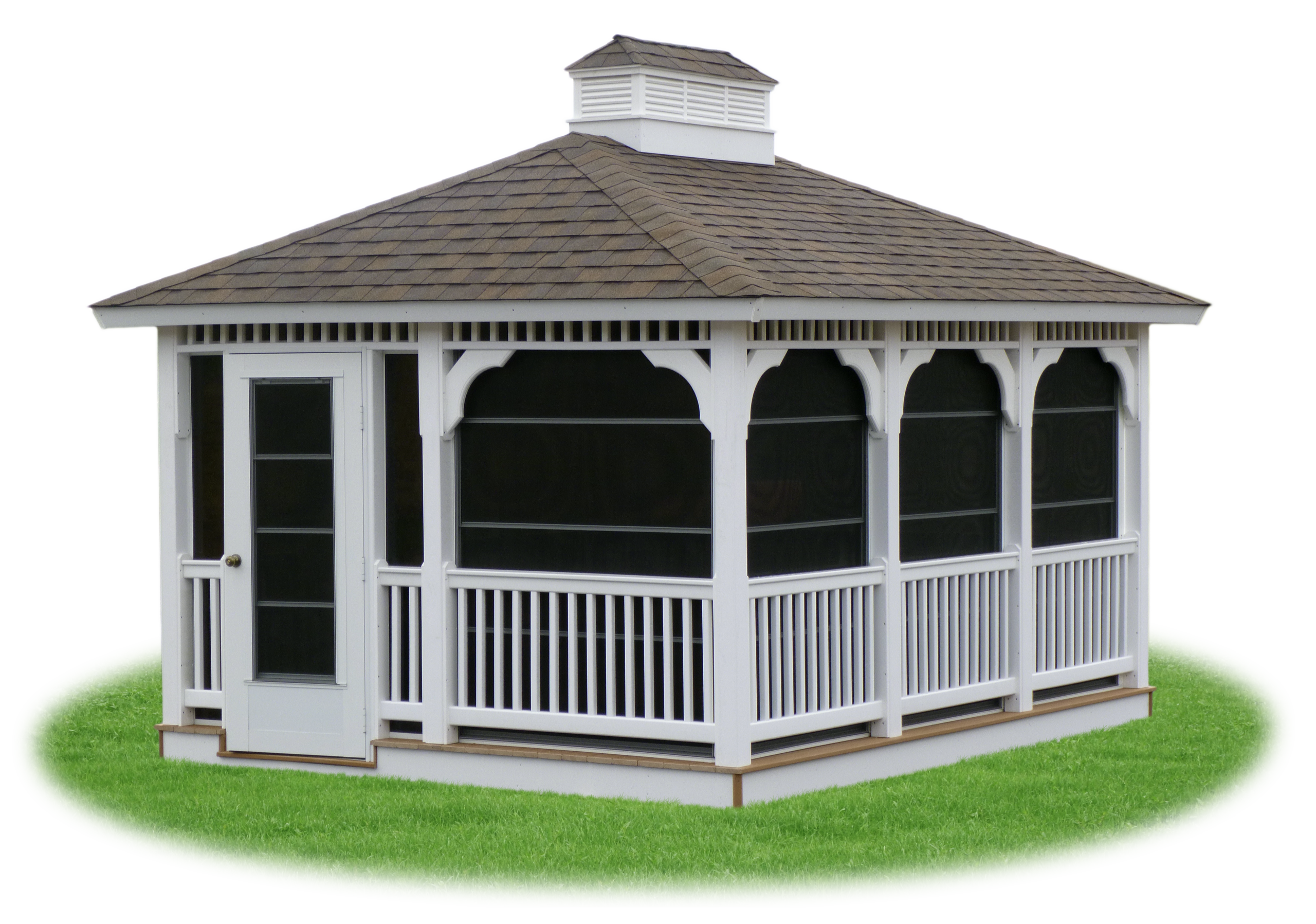 vinyl rectangle gazebo with vertical four track windows