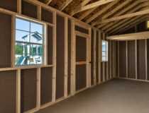 24x36 single hung window with White shutters and 12x12 gable end vent