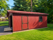 Rural Red Metal Roof with full length ridge vent on a modular building