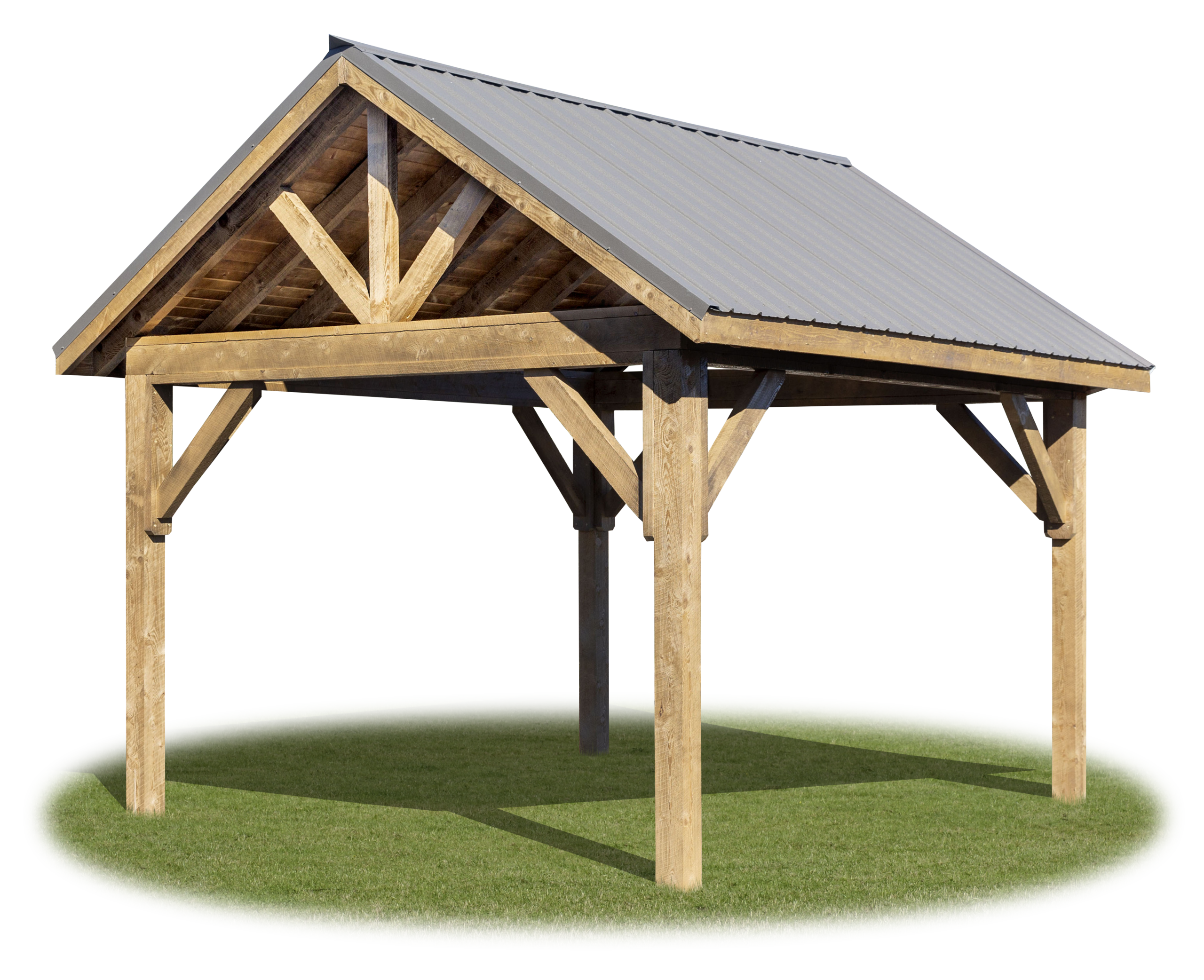 peak style pavilion on grass circle