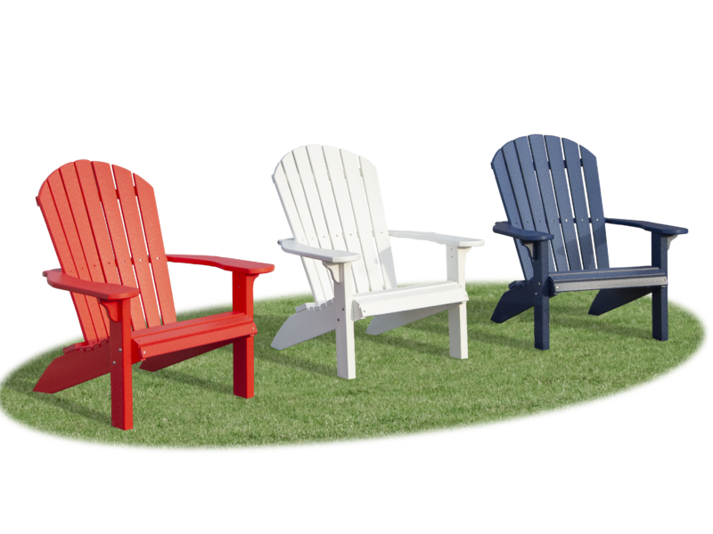 red white and blue adirondack chairs