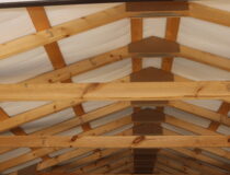 12x24 Peak Garage with Coffee Polyuretane siding, Beige trim and shutters, and Burnished Slate metal roof