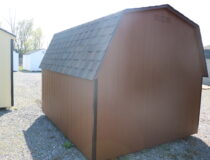 8x10 Madison Mini Barn with Chestnut siding, Dark Brown trim, and Rustic Slate shingles