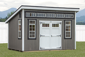 Custom Home Office Building from Pine Creek Structures | Lean To style shed with lp siding and custom upgrades