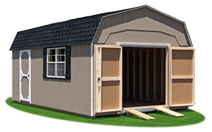 Storage Shed with a Moveable Ramp System from Pine Creek Structures
