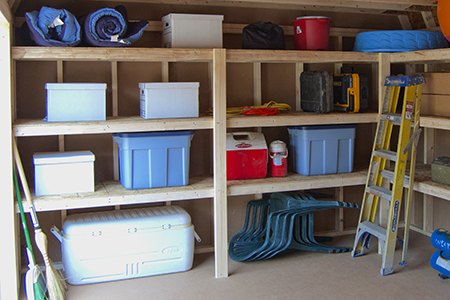 Increase your usable space inside a storage shed with shelves