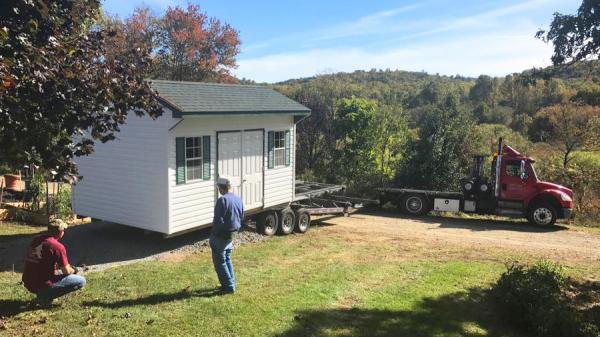 Standard Storage Shed Delivery With A Truck and Trailer