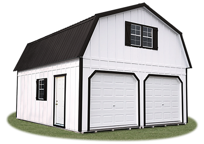 2-Car Modular Garage with Second Story and Gambrel Style Roofline Built By Pine Creek Structures