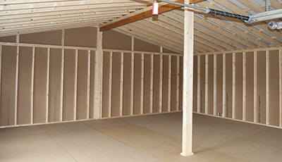 Interior of A LP Sided 2-Car Modular Garage Built By Pine Creek Structures